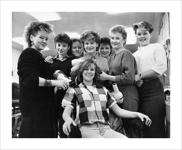 Trainee Hairdressers Julie Stott, Tracey Hudson, Jennifer Bell, Helen Brunger