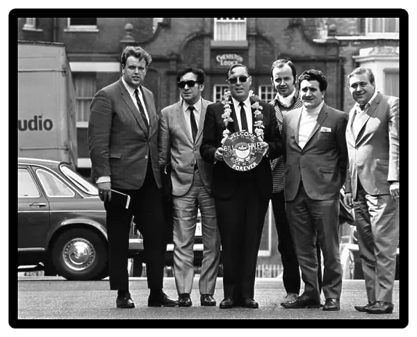 American rock and roll singer Bill Haley with his band The Comets in London shortly