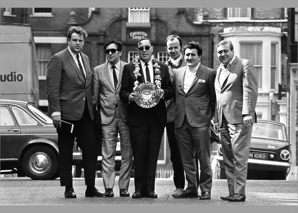 American rock and roll singer Bill Haley with his band The Comets in London shortly