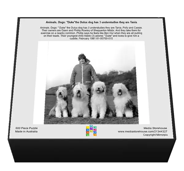 Animals. Dogs: 'Duke'the Dulux dog has 3 understudies they are Tania
