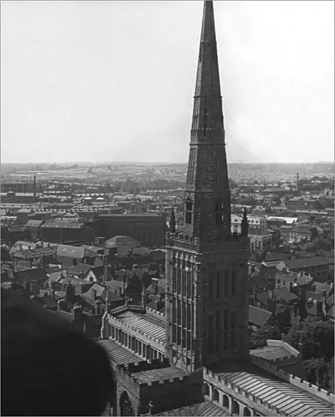 View of Coventry rooftops looking towards Radford as seen from the Cathedral spire