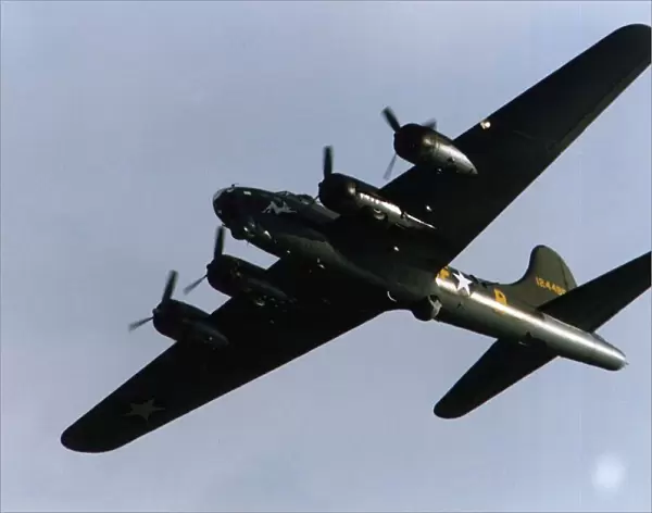 An American Boeing B17 Sally B in flight at the Wroughton Air Show