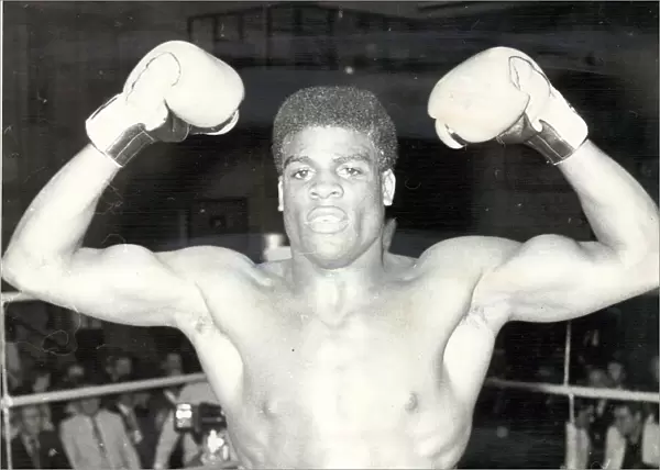 Errol Christie, middleweight boxer, pictured after winning fight against Terry Matthews