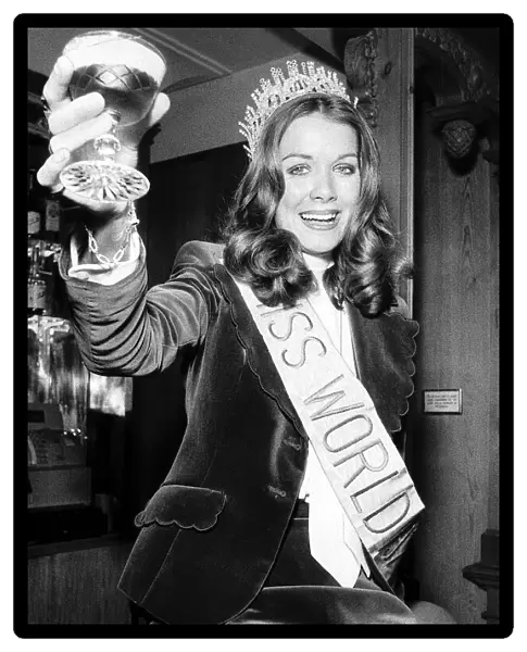 Miss United Kingdom Helen Morgan winner of the Miss World Title 1974 at the Britannia