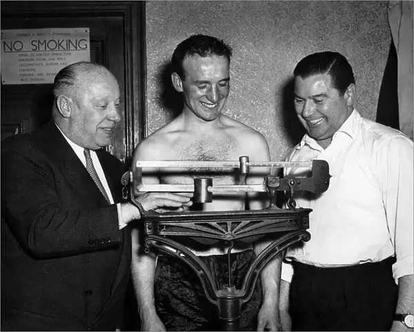 Trainer Danny Holland at the weigh-in of one of his fighters, Joe Lucy