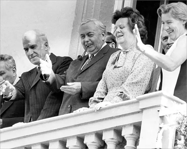 Durham Miners Gala - Harold Wilson and his wife with Ted Short watch the march pass by