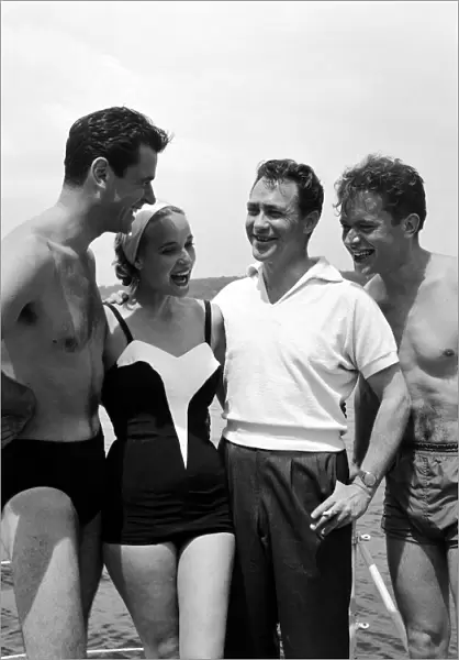 Actor Richard Todd with friends at Cannes Film Festival in 1959