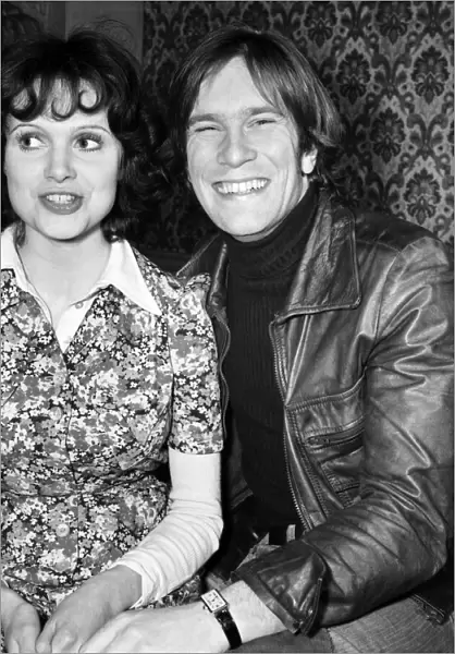 Actor Nicky Henson poses with actress Madeleine Smith. 7th March 1975