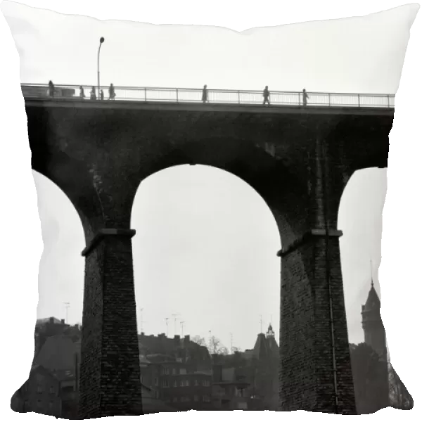 The Passerelle Viaduct Luxembourg April 1975 75-2201-007 Luxembourg city is situated on a
