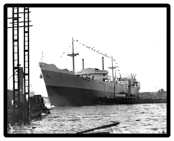 The 10, 000-ton cargo ship Hudson Point after her launch from John Readhead and Sons Ltd