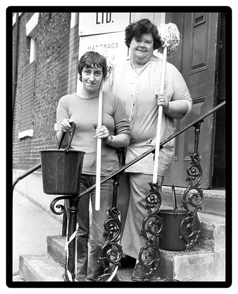 Mrs. Eileen Fair, left, and Mrs. Audrey Brown, members of the Hard Work Cleaners