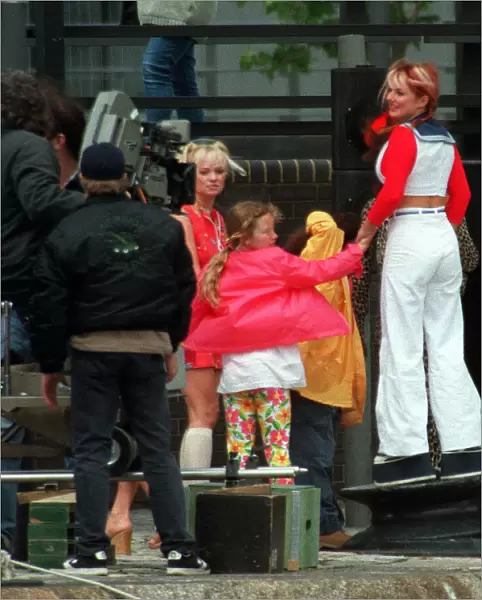 Pop Group Spice Girls Members Geri and Emma filming in London Docklands for their new