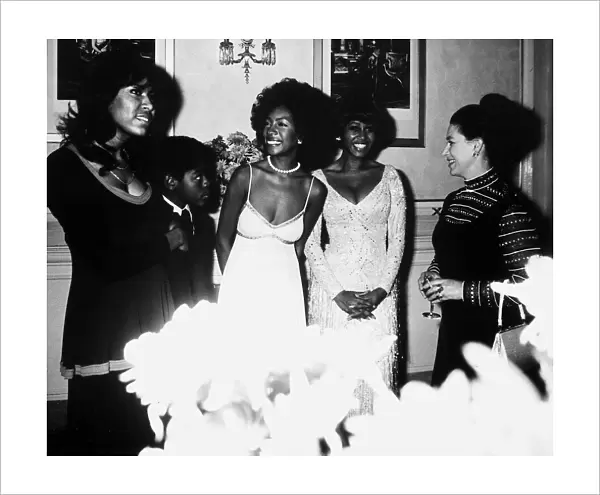 Princess Margaret Wednesday 1st of December 1971 talking to The Supremes the girl sining