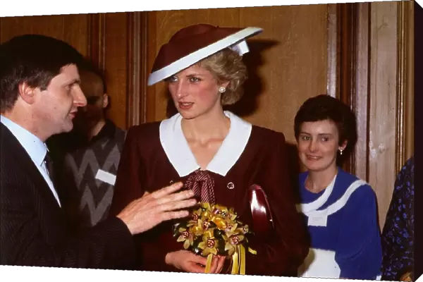Princess Diana, Princess of Wales on a visit to the Royal Infirmary January 1986