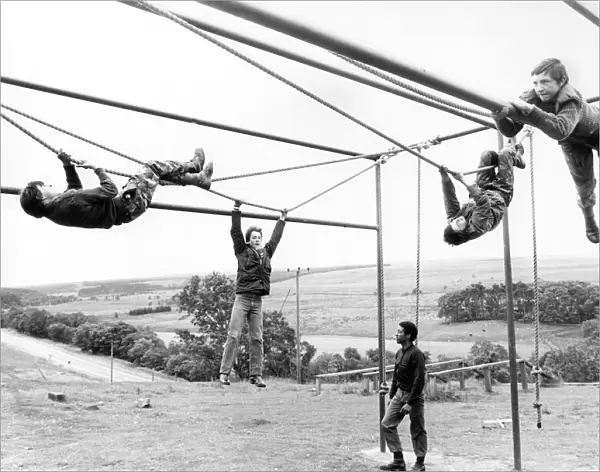 These young boys from Hexham are getting the chance to use the climbing ropes at