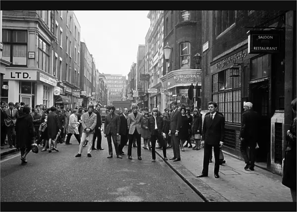'The Yardbirds'pop group standing on Carnaby Street, London