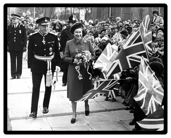 Queen Elizabeth II and Prince Philip go walkabout on a vist to Heworth in Gateshead