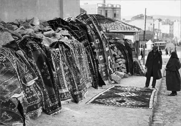 A street carpet market in Angora, Turkey 1929