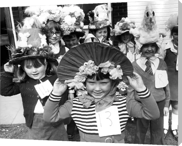 Children wearing their home made hats at the Easter bonnet parade, Chase Avenue