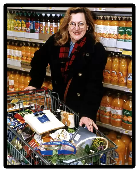 Scottish singer and actress Barbara Dickson with her shopping trolley