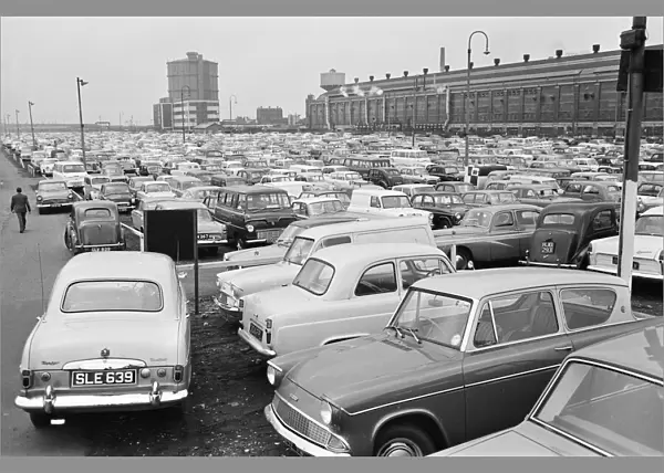 The car park at the Ford factory in Dagenham. 2nd October 1963 Local Caption