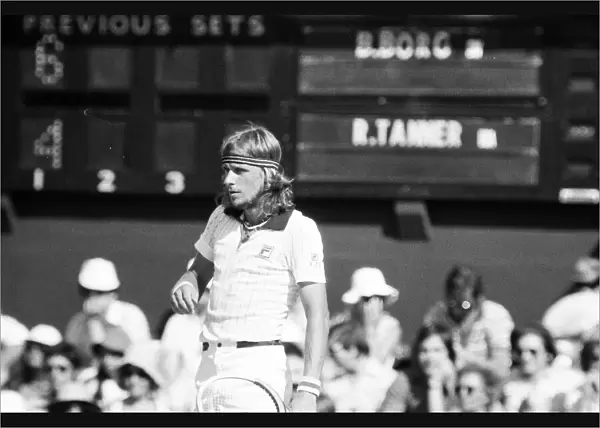 Wimbledon 1976. Bjorn Borg against Roscoe Tanner, 1st July 1976