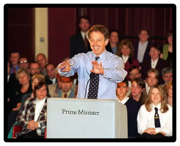 Tony Blair speaking at Trinity Academy in Edinburgh, September 1997