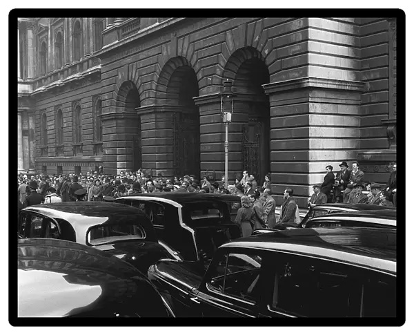 Scene in Downing Street at the news of Winston Churchills retirement 1955