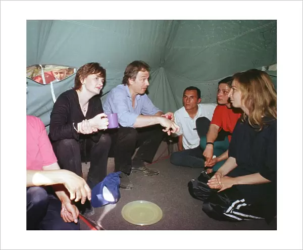 Tony & Cherie Blair at the Brazda refugee camp Macedonia April 1999