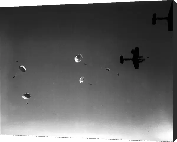 Parachuting during WW2 Circa 1942