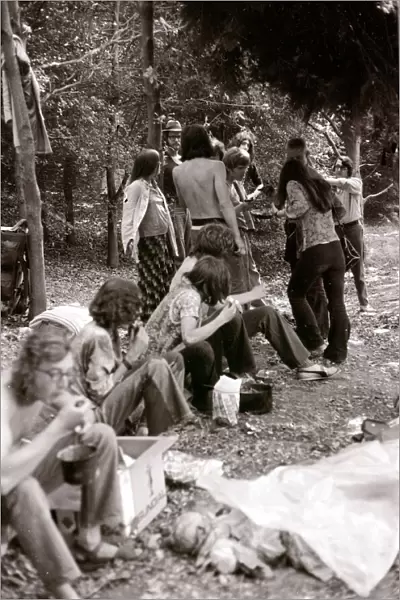 Hippy Festival Windsor Great Park August 1972 Groups of hippies from all over