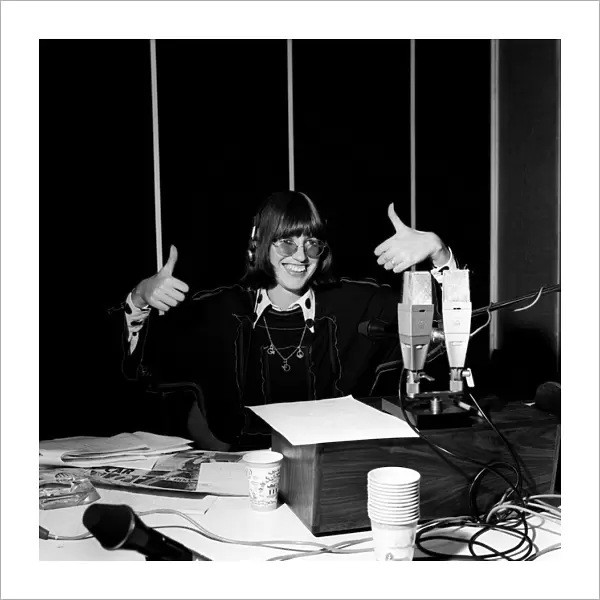 Janet Street Porter in radio studio 1973