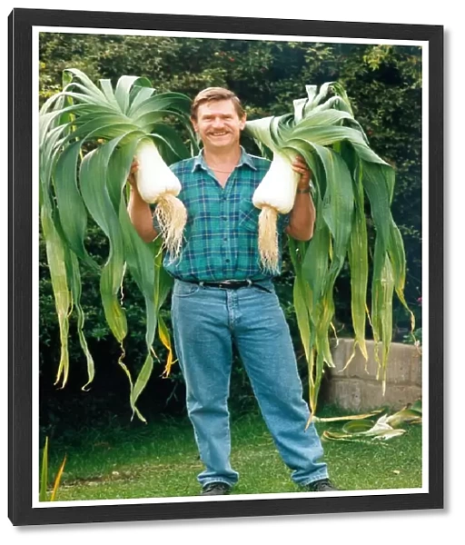 Les Waugh and his gian champion leeks in September 1994