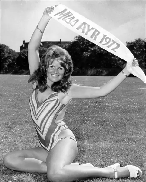 Michelle Lane (22) beauty queen, Miss Ayr 1972, pictured in park 19th July 1972