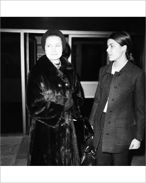 Princess Grace of Monaco and her daughter Princess Caroline arrived at Heathrow Airport