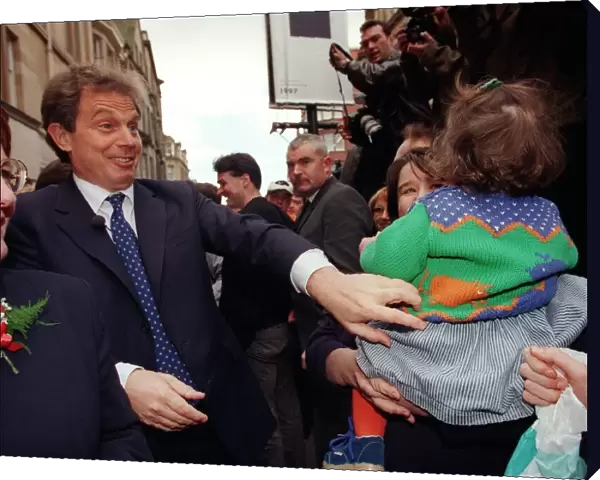 Tony Blair talking to people in Stirling. 1990s