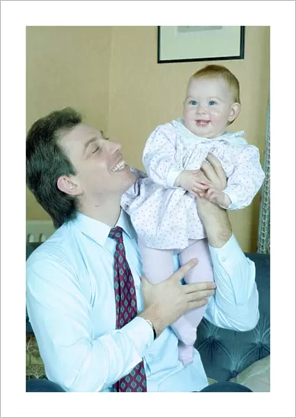 Tony Blair future labour prime minister with his daughter Kathryn December 1988