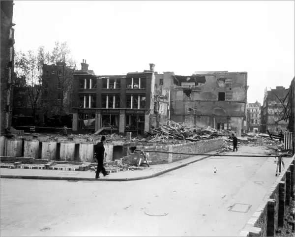 WW2 Air Raid Damage Fetter Lane bomb damage - policemen on the beat on Fetter Lane