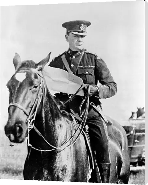 Winston Churchill in the uniform of the yeomanry regiment Queens Own Oxfordshire Hussars