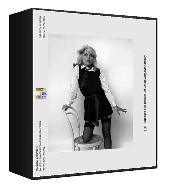 Debbie Harry Blondie singer dressed as a schoolgirl 1978