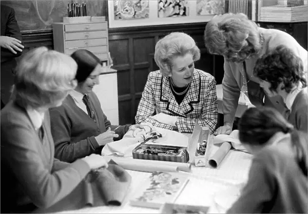 Maggie Thatcher sits in a sewing class at the Westholme School in Blackburn. October 1970