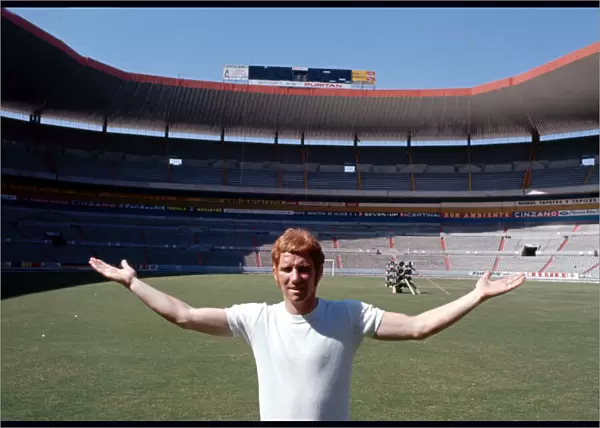 England footballer Alan Ball poses at the Jalisco Stadium in Guadalajara where England