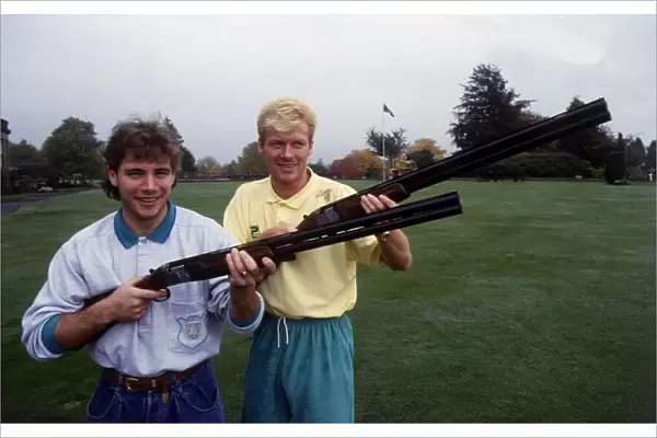 Maurice Johnston & Ally McCoist with shotguns August 1989