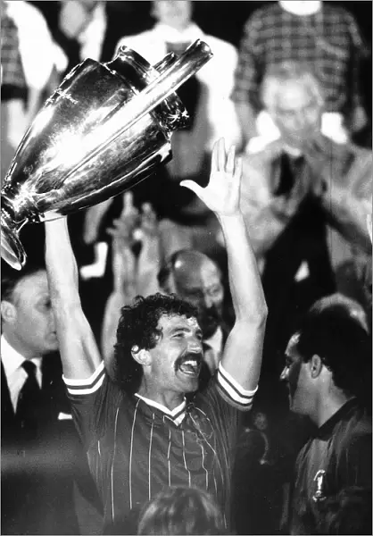 Graeme Souness of Liverpool holds European Cup 1984 after beating Roma 4-2 after