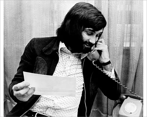 George Best ex Manchester United footballer on phone 1980