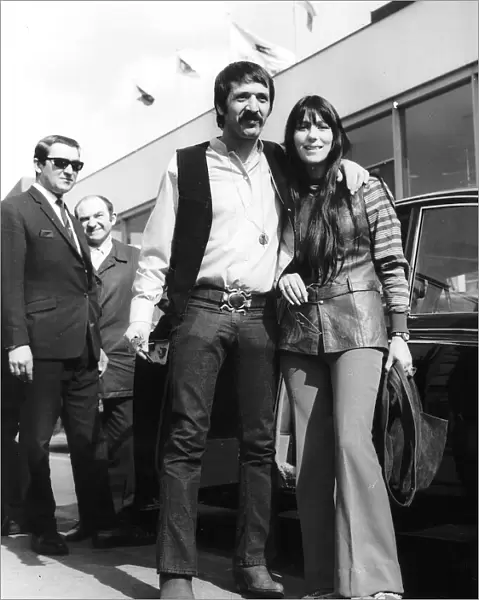 Sonny And Cher American Folk Singing Duo arriving to appear in the Tom Jones Television