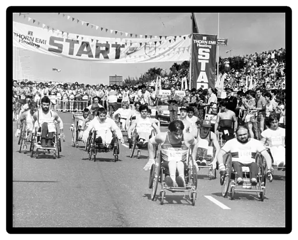 The Great North Run 30 June 1985 - The wheelchair race gets underway