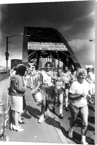 The Great North Run 24 July 1988 - One of the runners collecting for charity carrying her