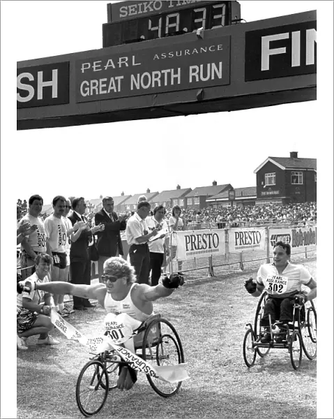 The Great North Run, 18 June, 1989 - The winner of the wheelchair race Chris Hallam