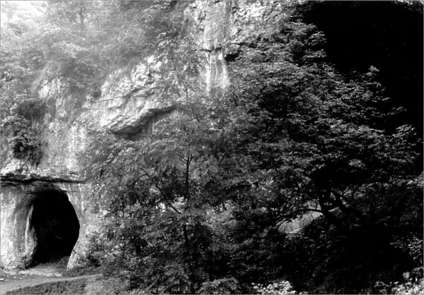 One of the dove holes in Dovedale, Derbyshire. 1970